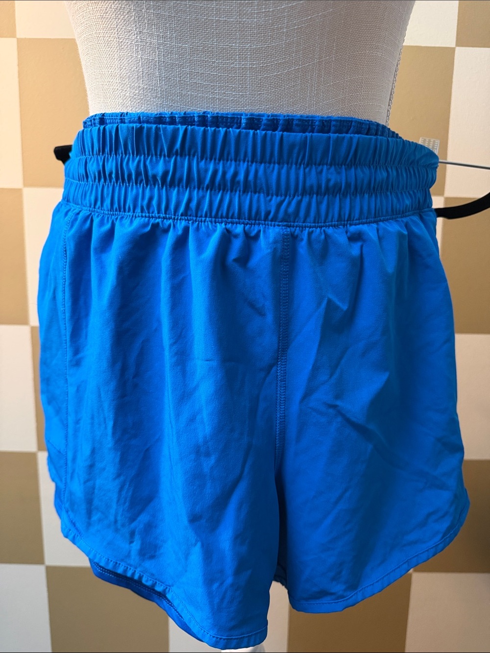 Women's Bright Blue Athletic Running Shorts with Elastic Waist